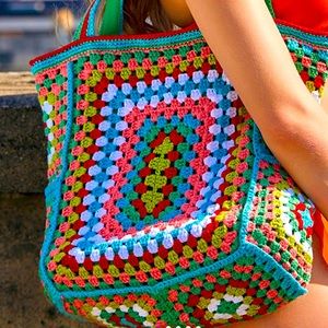 ❤️Green Vintage Granny Square Crochet Tote❤️